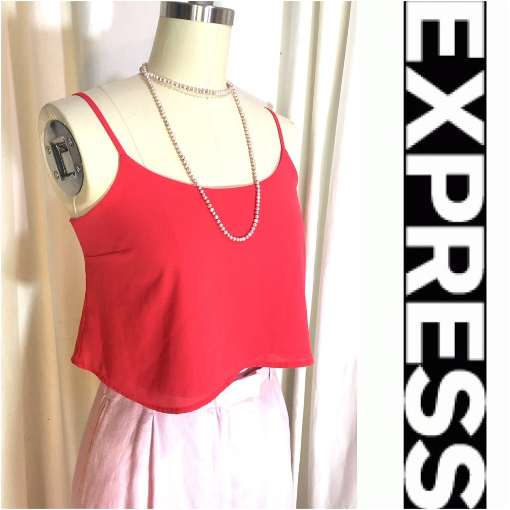 Cropped lined chiffon camisole top, XS
